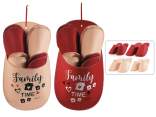 Set of 4 pairs of felt family slippers in hanging slipper