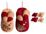 Set of 4 pairs of felt slippers in hanging slipper