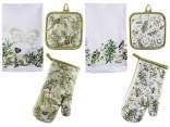 Set of glove, pot holder and dish towel in cotton