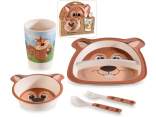 Set pappa in melamina con 2 piatti, 2 posate e bicchiere