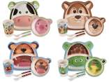 Set pappa in melamina con 2 piatti, 2 posate e bicchiere