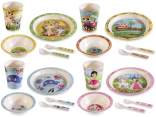 Set pappa in melamina con 2 piatti, 2 posate e bicchiere