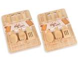 Set tagliere con 3 utensili da cucina in legno di bamboo