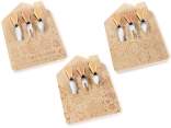 Set tagliere in legno con decori natalizi e 3 coltelli