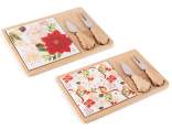 Set tagliere legno e ceramica Natale e 2 coltelli formaggio