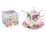 Set tazza, teiera e piattino in porcellana decori primavera