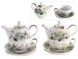 Set tazza e teiera decorate in porcellana