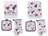 Set tessili cucina con guanto, presina, asciugapiatti cotone