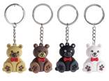 Silicone Teddy Bear Keychain with Bow Tie