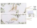 Sliding wedding greeting card with gold print