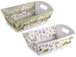 Small paper tray with handles and Christmas decorations