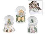 Snow globe with Christmas landscape on resin base