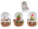 Snow globe with Christmas theme on resin basket