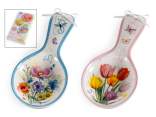 Suport de lingură din ceramică cu decorațiuni florale și fun