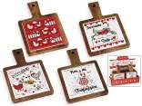 Tagliere alimentare / sottopentola in legno e ceramica