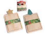 Tagliere alimentare in legno con decoro natalizio