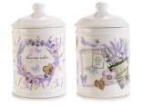 Tarro de cerámica para alimentos con temática de lavanda