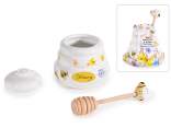 Tarro de miel cerámica 150 ml, cucharón de madera para miel