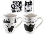 Taza de porcelana de 300 ml con decoración de gatos.