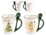 Tazza in ceramica 400 ml con cucchiaino decori natalizi