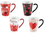Tazza in ceramica 400ml con stampe baci, cuori e scritte