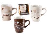 Tazza in porcellana 300 ml con scritte decorative caffè