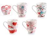 Tazza in porcellana 350ml con gnomi innamorati e cuoricini