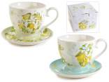 Tazza in porcellana da 400ml con piattino e stampa limoni