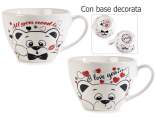 Tazza porcellana 450ml con stampa orsetto, cuori e scritte