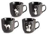Tazze in porcellana opaca 400 ml decoro gatto e orecchie