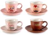 Tazzina da caffè porcellana 90 ml con piattino Mamma & Papà