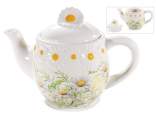 Teiera in ceramica 650ml con margherite in rilievo