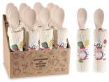 Torchon en coton brodé avec cuillère en bois