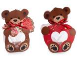 Transparent openable food heart in teddy bear packaging