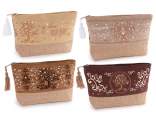 Trousse pochette in tessuto albero della vita con base juta