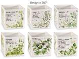 Vaso in ceramica con decori e scritte erbe aromatiche