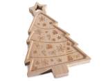 Vassoio in legno ad Albero di Natale con incisioni natalizie