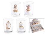Vela en tarro de cristal decorada con personaje navideño