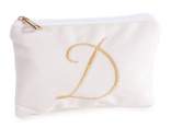 Velvet clutch bag with zip closure and embroidered letter D