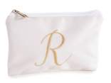 Velvet clutch bag with zip closure and embroidered letter R