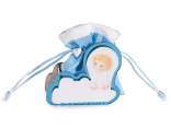 Wooden Baptism Decoration with Blue Bag with Tie