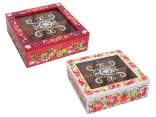 Wooden and glass tea/spice box with 4 compartments