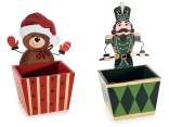Wooden container with character with moldable arms