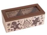 Wooden gingerbread tea/spice box with 2 compartments