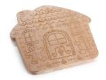 Wooden house-shaped cutting board with Christmas engravings