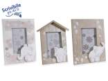 Wooden photo frame with elephant decoration to hang/support