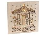 Wooden picture with Christmas carving with LED light