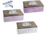 Wooden tea box with embossed lavender decorations