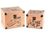 GOODWILL Set 2 valigie coppia bauli contenitori in legno scozzese