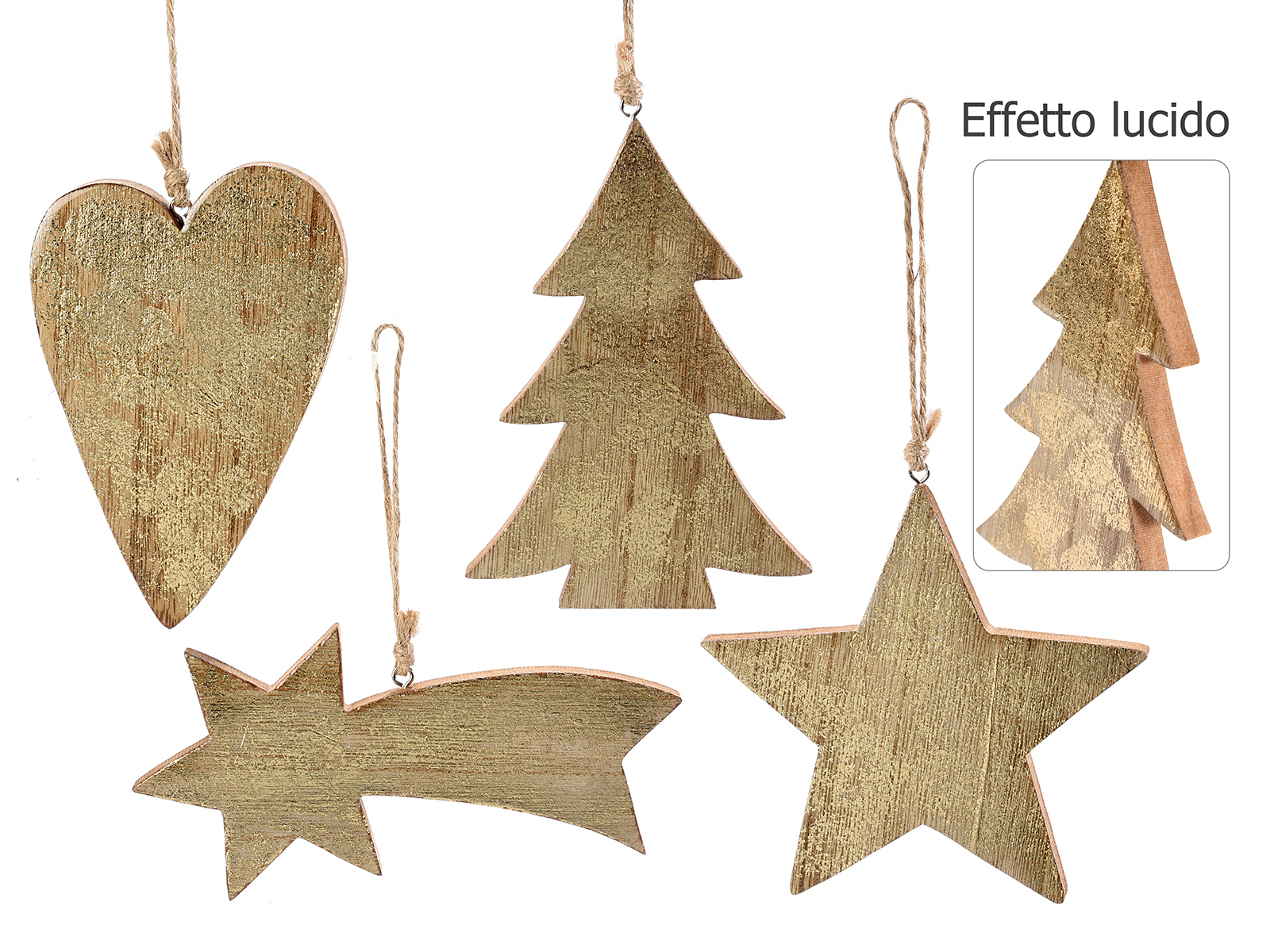 Pack para poner triángulo Vegetales Decoración navideña de madera efecto brillante para colgar (51.46.38) - Art  From Italy